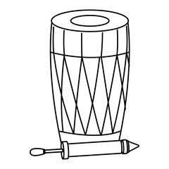 drum mridangam icon cartoon isolated in black and white