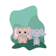 cute elephants animals isolated icon