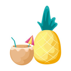 fresh pineapple with cocktail of coconut