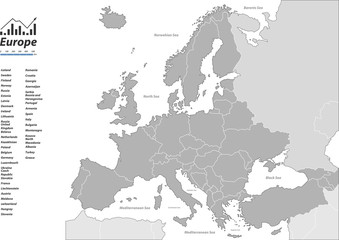 Description Map of European Countries with vector