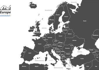 Europe vector map. Description Map of European Countries with vector © Tuna salmon