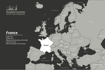 france of europe. Description Map of European Countries with vector