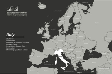 Description Map of European Countries with vector. europe map.