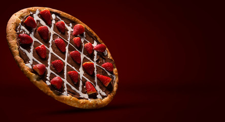 brazilian sweet pizza with chocolate and strawberry