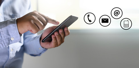 Social media,social network concept with smart phone  man phone with social media network diagram