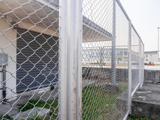 The Transformer station closed fence with barbed wire