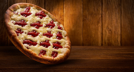 Romeo and juliet pizza. Traditional brazilian sweet pizza with sweet guava and cheese.