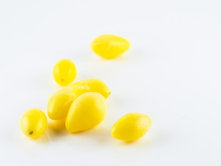 Ginkgo seeds boiled on white background