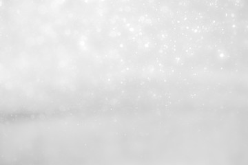 White and Silver lights on bokeh abstract background.