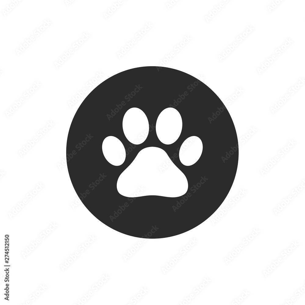 Poster paw print icon template black color editable. paw print symbol flat vector sign isolated on white ba