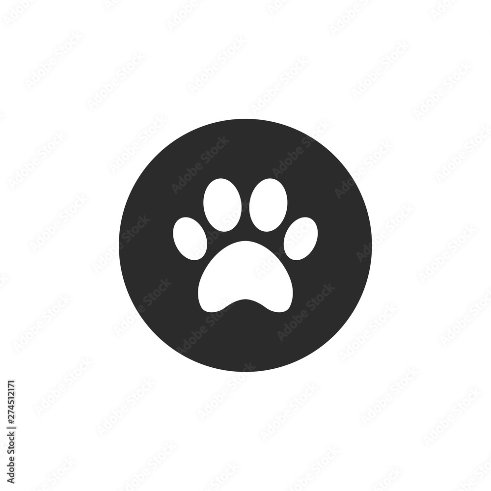 Poster paw print icon template black color editable. paw print symbol flat vector sign isolated on white ba