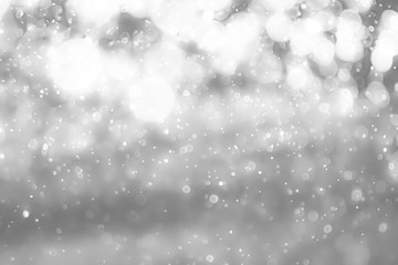 White and Silver lights on bokeh abstract background.