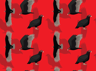 Turkey Vulture Cartoon Background Seamless Wallpaper