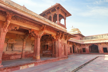 Fatehpur Sikri medieval red sandstone architecture structures. Fatehpur Sikri is an ancient fort city at Agra India built in the sixteenth century