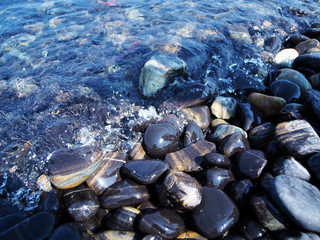 Cloes up Beach Black Rocks in Lipe, Thailand 
