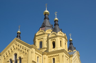Fototapeta na wymiar Cathedral of St. Prince Alexander Nevsky in Nizhny Novgorod, Russia. Built in the years 1868-1881 by architect Leo Dahl