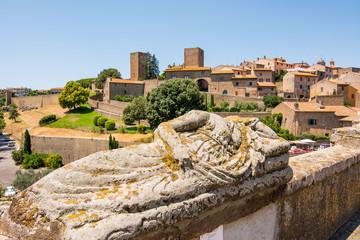 Tuscania, Viterbo, Italy: view of the city with etruscan sarcophagi