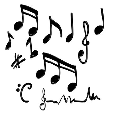 hand drawn music note element doodle vector