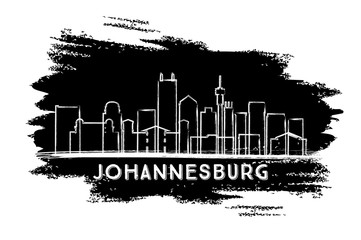 Johannesburg South Africa City Skyline Silhouette. Hand Drawn Sketch.