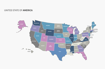 infographic vector map of america. usa map. united states. 