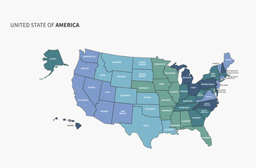 infographic vector map of america. usa map. united states map. 