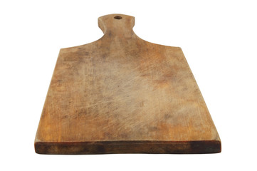 Fototapeta premium Rustic old cutting board isolated on white