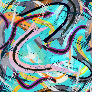 Abstract geometric colored background in the style of graffiti. Qualitative illustration for your design