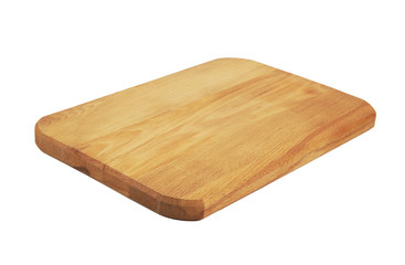 Wooden cutting board isolated on white background 