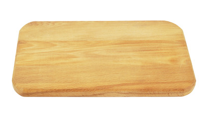 Wooden chopping board isolated on white background 