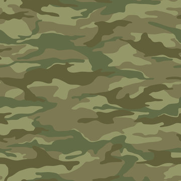 Seamless camouflage pattern. Khaki texture, vector illustration. Camo print background. Abstract military style backdrop