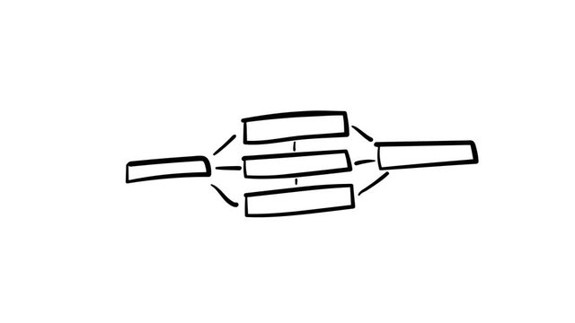 A hand-drawn infographic element of the connections of several elements.