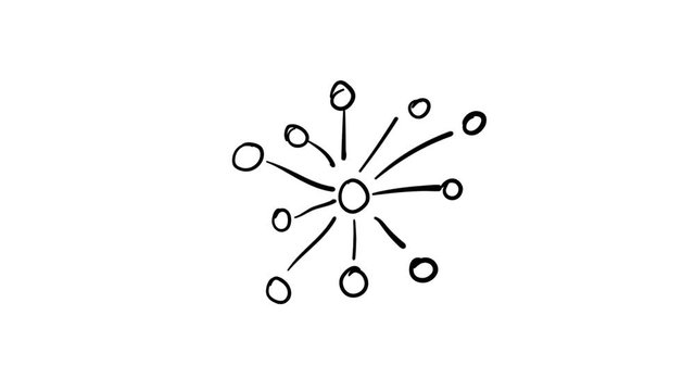 A hand-drawn infographic element of links from the center to the elements