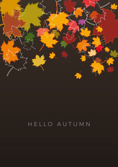 Autumn sale background, layout decorate with leaves of autumn. Poster and frame leaflet or web banner. Vertical vector template.
