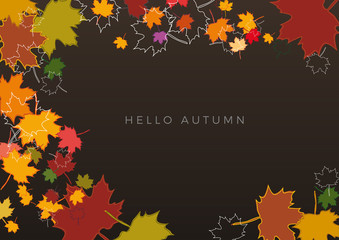 Autumn sale background, layout decorate with leaves of autumn. Poster and frame leaflet or web banner. Vector template.