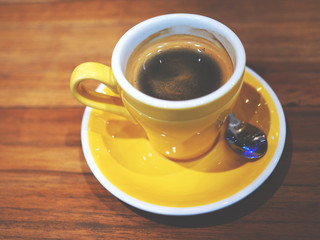 coffee cup on wooden table