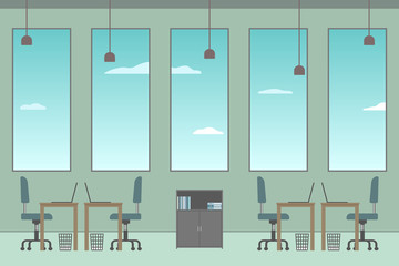 Empty office interior. Vector illustration.