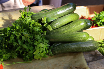 Various vegetables are sold at a bazaar in Croatia