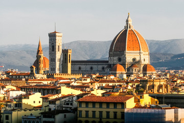View to Cathedral Duomo Santa Maria del Fiore  from  Piazza Michelangelo square in Florence,...