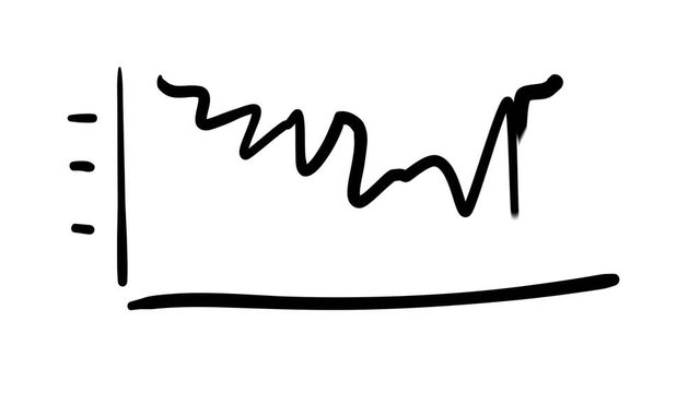 Hand-drawn sketchy line graph of active decline