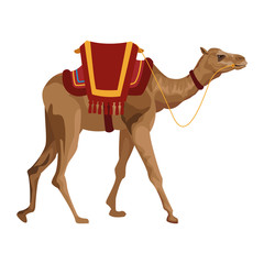 camel with saddlery icon cartoon