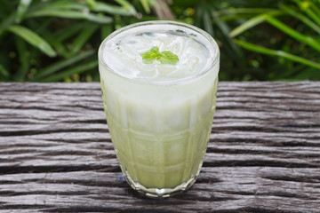 Cold Green Tea Milk Beverage or Cold Drinks Center Frame