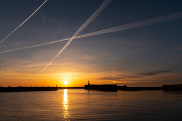Contrail in the sunset