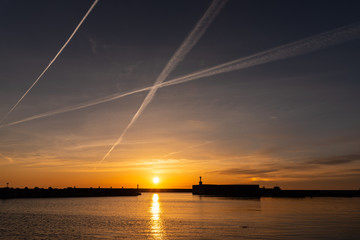 Contrail in the sunset