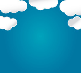 Cloud backgorund with copy space for any related project. Blue background with fluffly clouds.