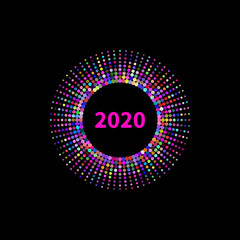 2020 halftone color circle tag