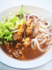Malaysia Food series - Famous Assam laksa or Penang Laksa isolated on white background