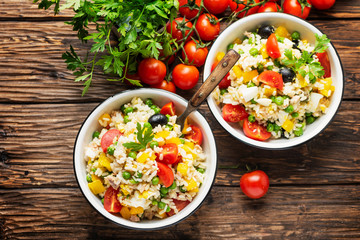 Cold summer salad with rice