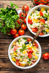 Cold summer salad with rice