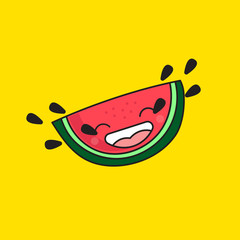 Cartoon watermelon crying with laughter