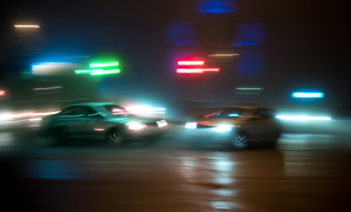Fototapeta premium Car accident. Two cars crashed on the city road.
